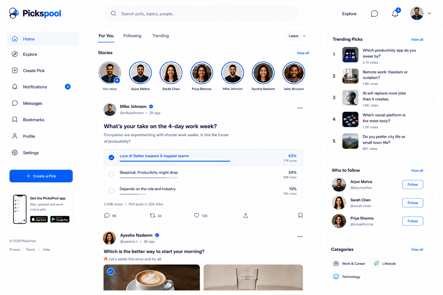Pickspool desktop app mockup