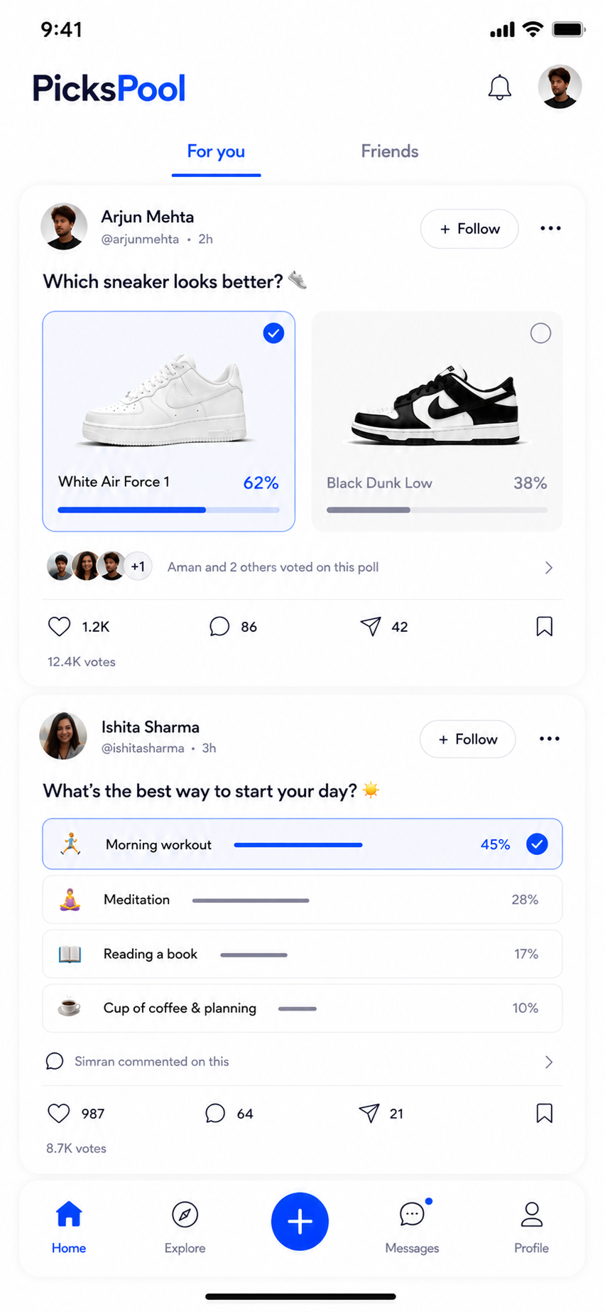 Pickspool mobile app mockup